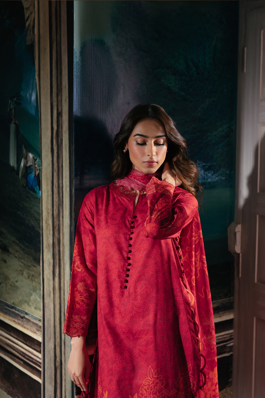 Unstitched Lawn SS '25 - Crimson