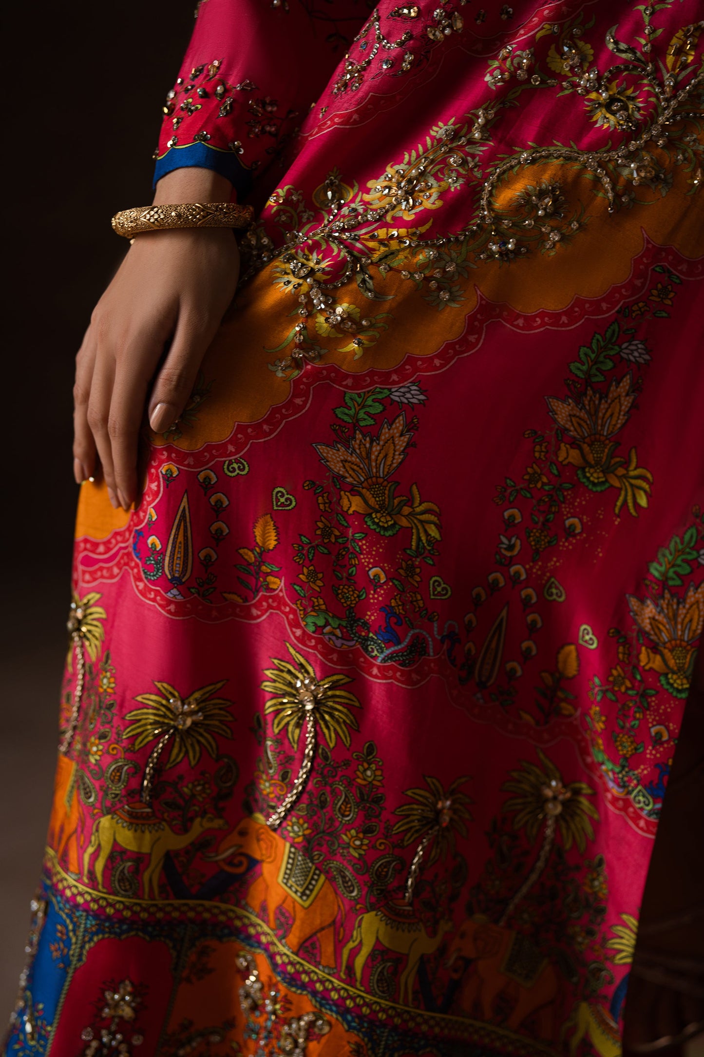 Hot Pink Party Kaftan Set (D-02)