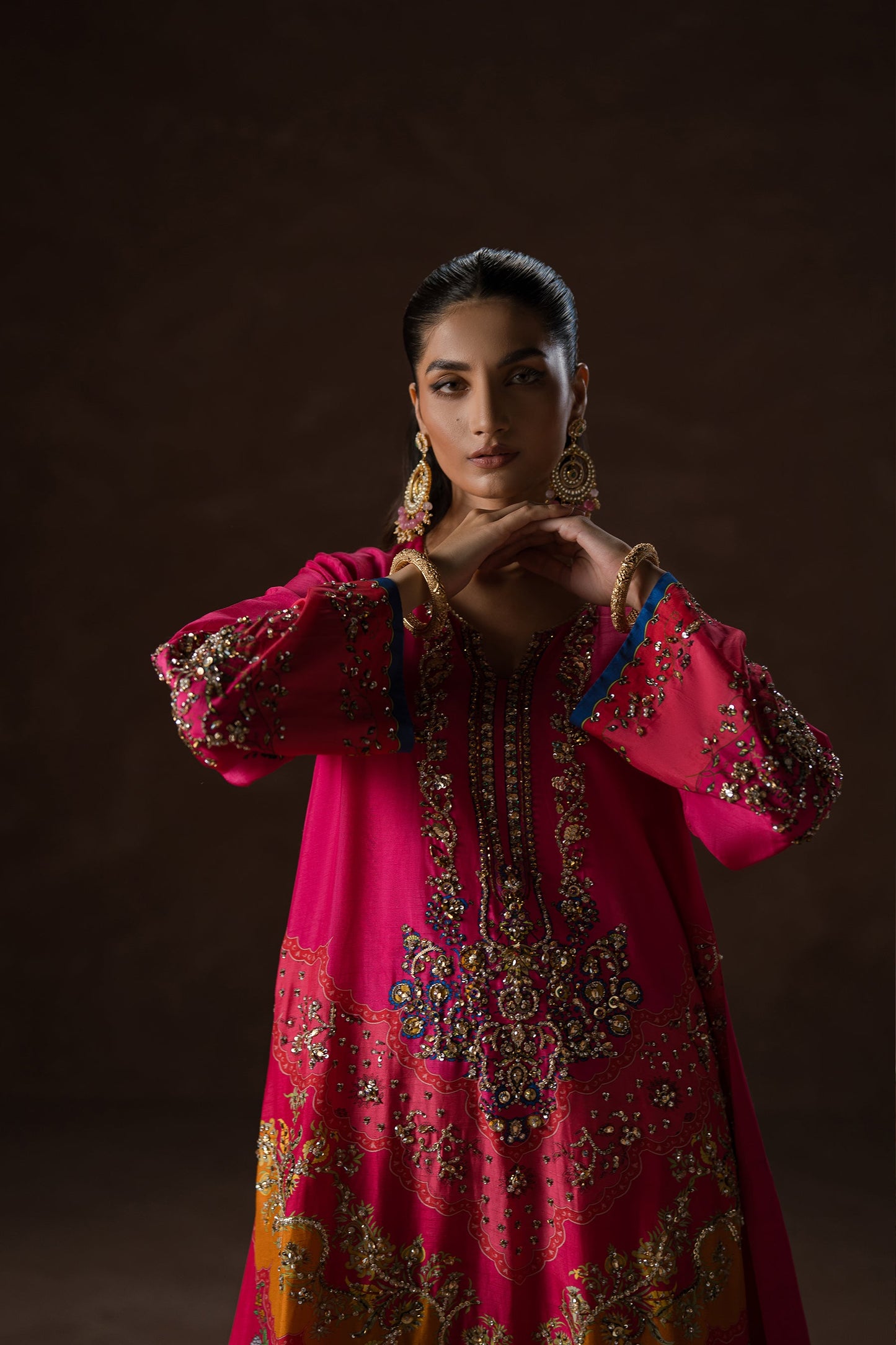 Hot Pink Party Kaftan Set (D-02)