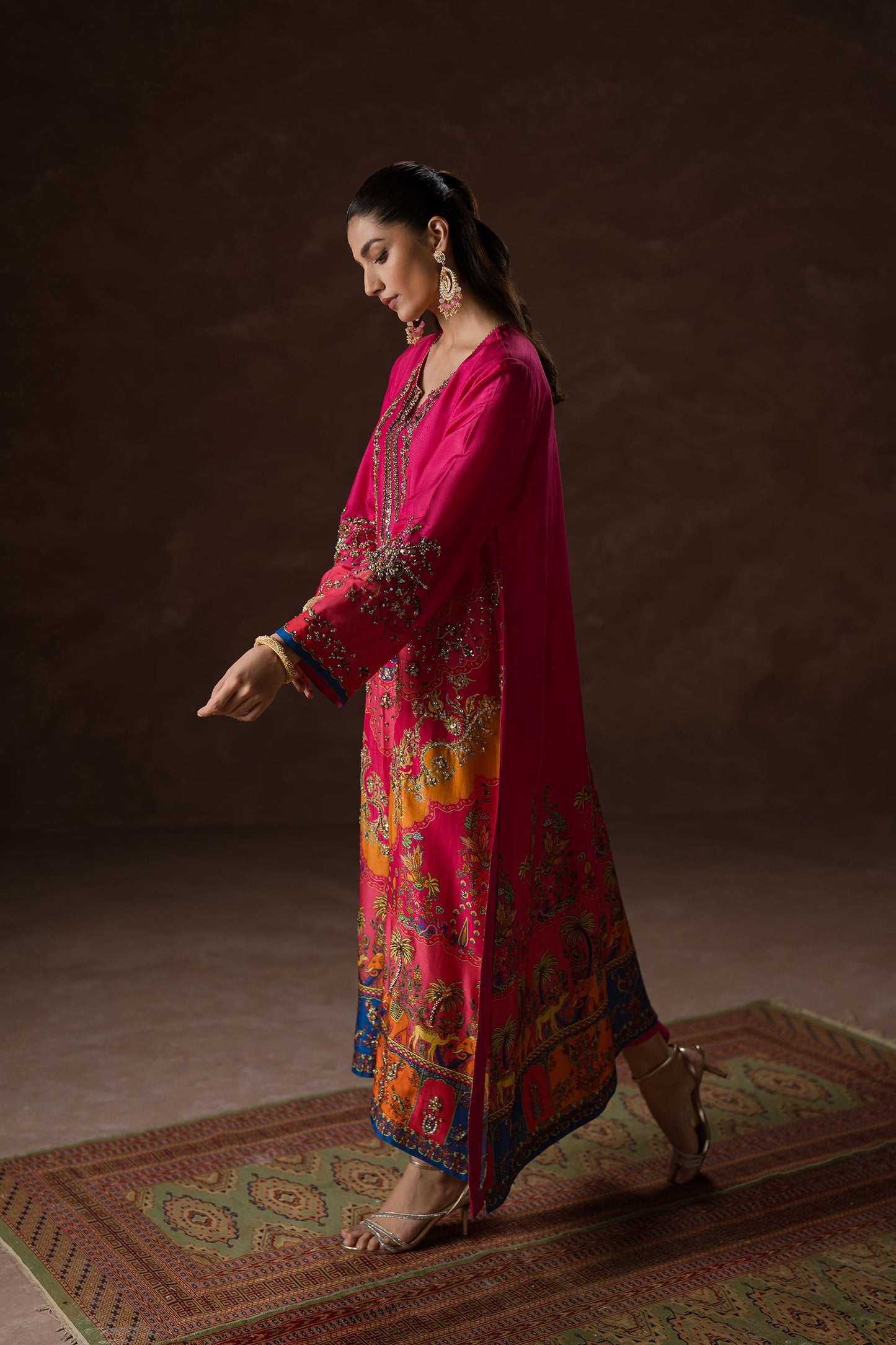 Hot Pink Party Kaftan Set (D-02)