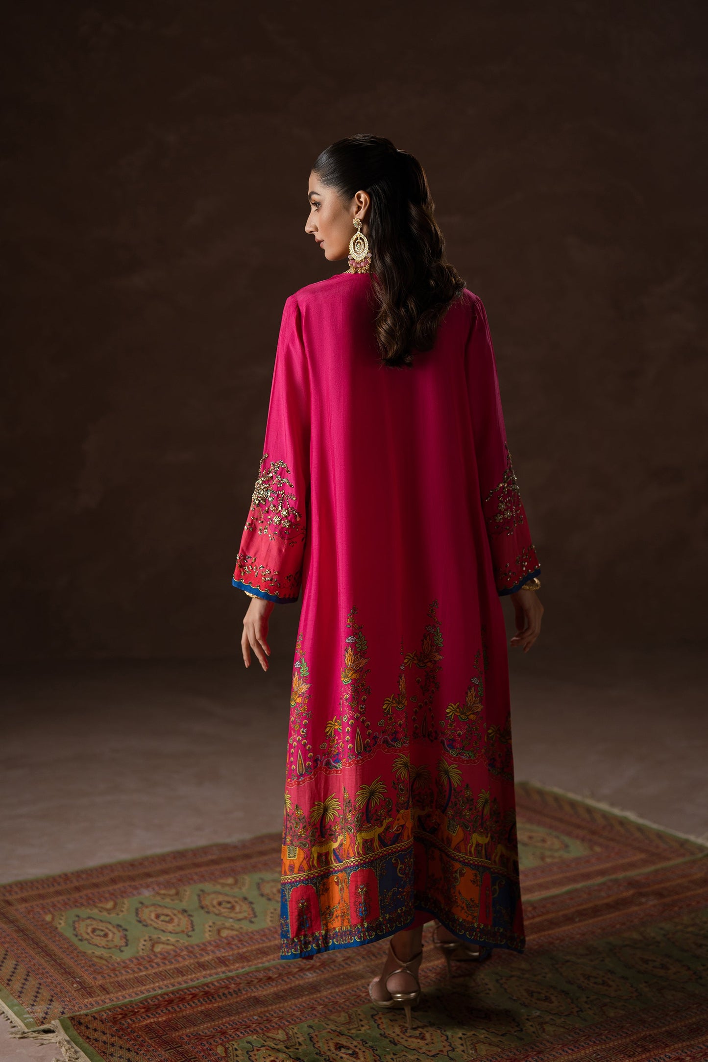 Hot Pink Party Kaftan Set (D-02)