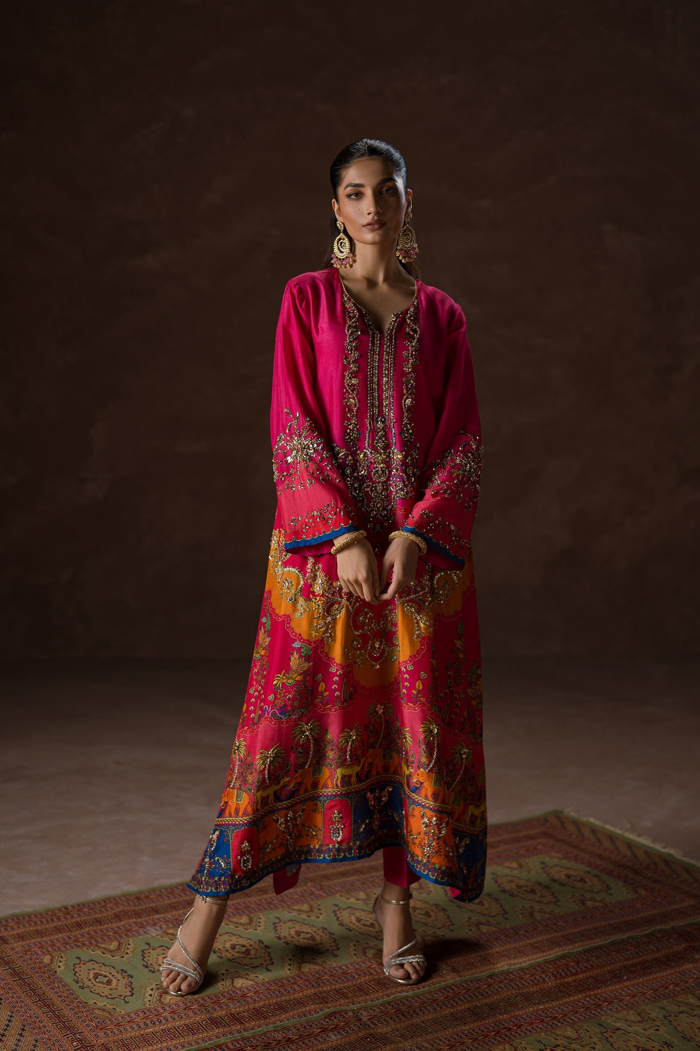 Hot Pink Party Kaftan Set (D-02)