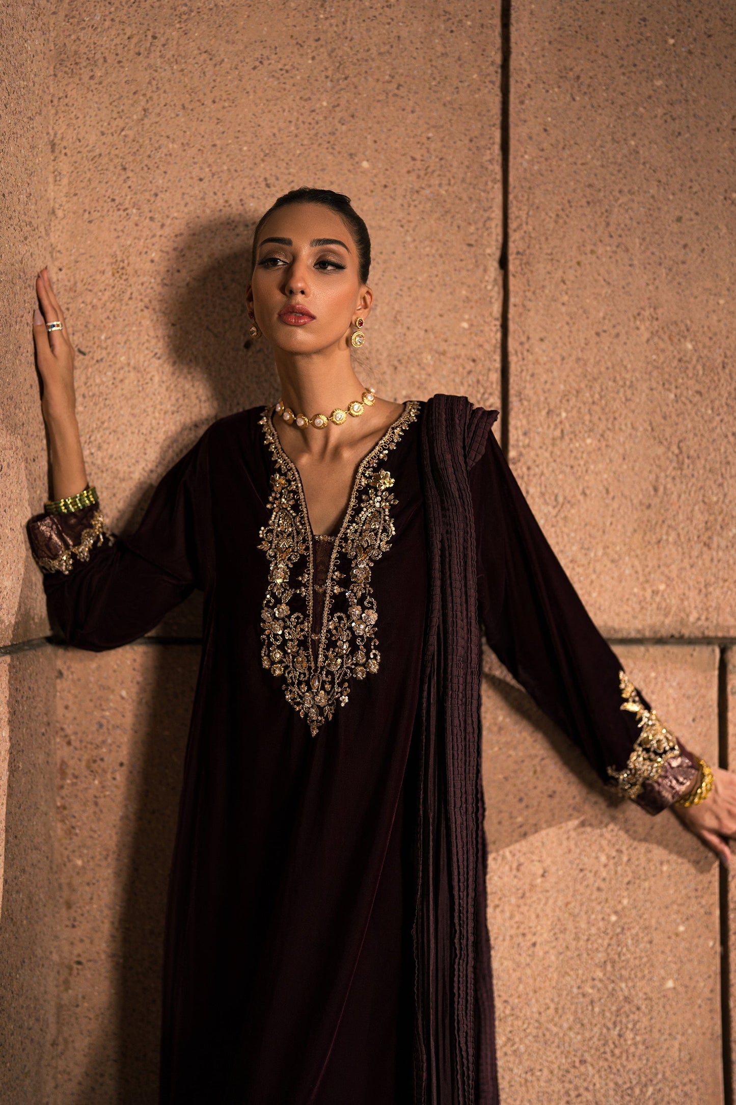 Majestic Plum Velvet Ensemble (D-05)