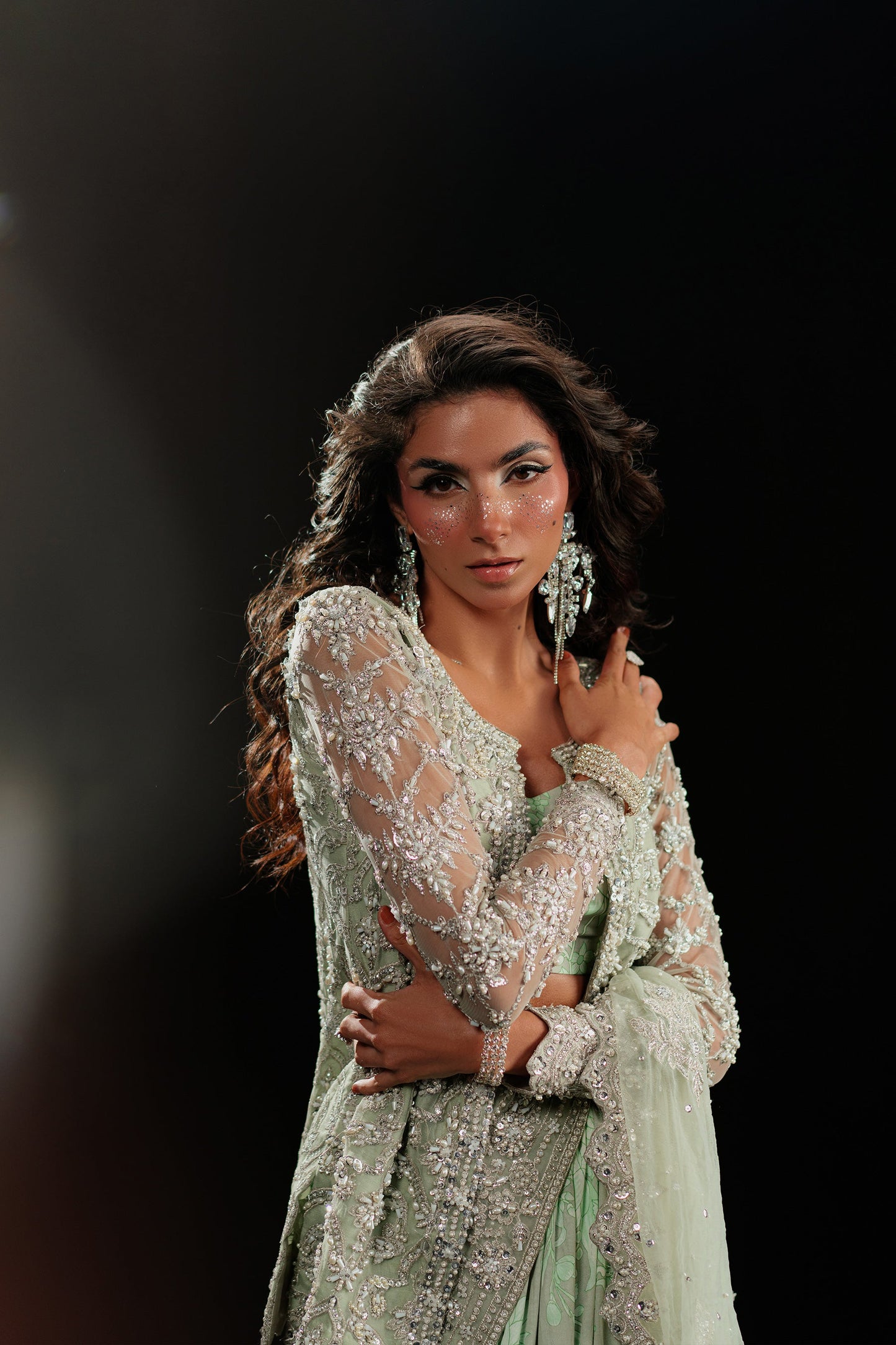 Minty Printed Lehnga And Jewelled Jacket Set (D-05)