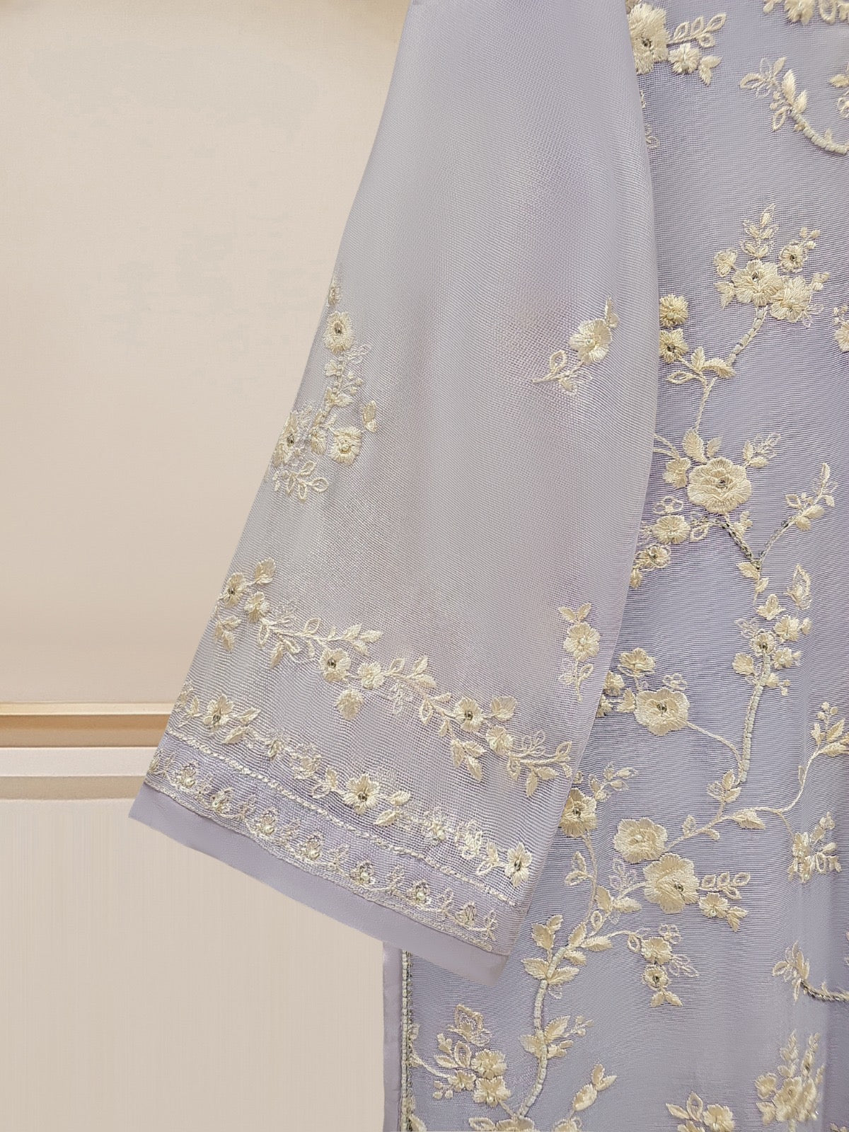 3 Piece - Pure Cotton Net Embroidered Suit S109535