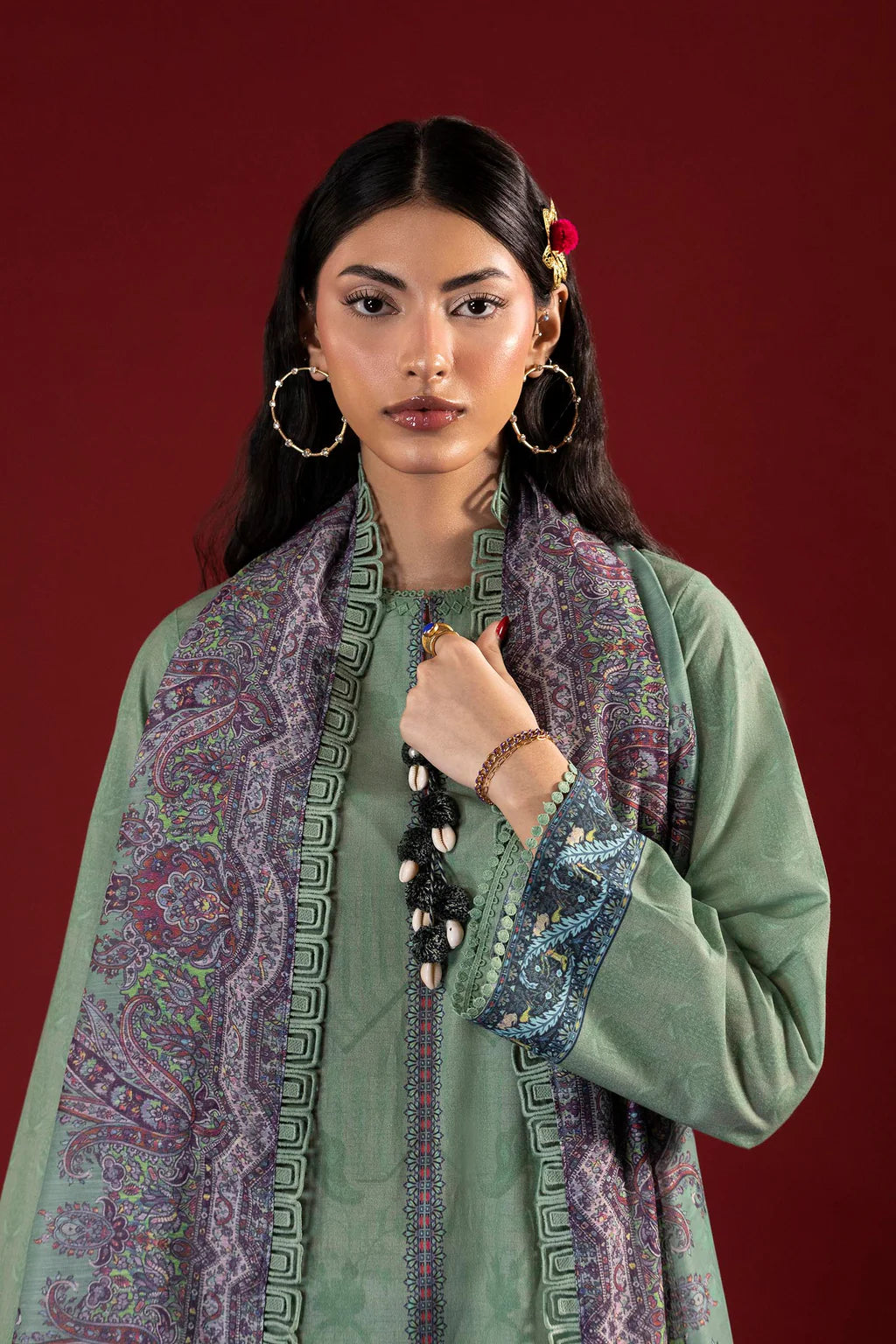 Unstitched Printed 3 Piece Lawn Suit -3B