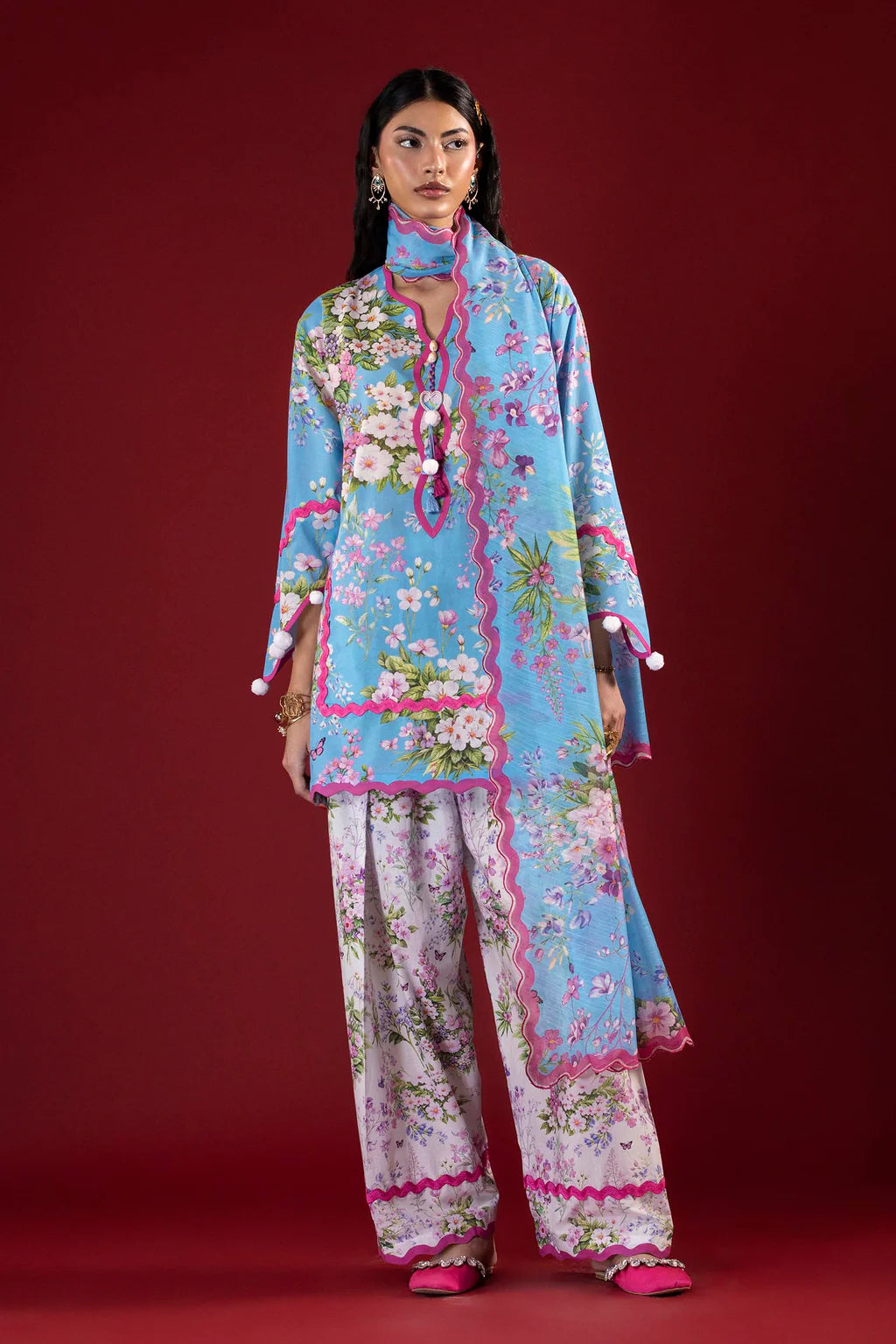 Unstitched Printed 3 Piece Lawn Suit -7A