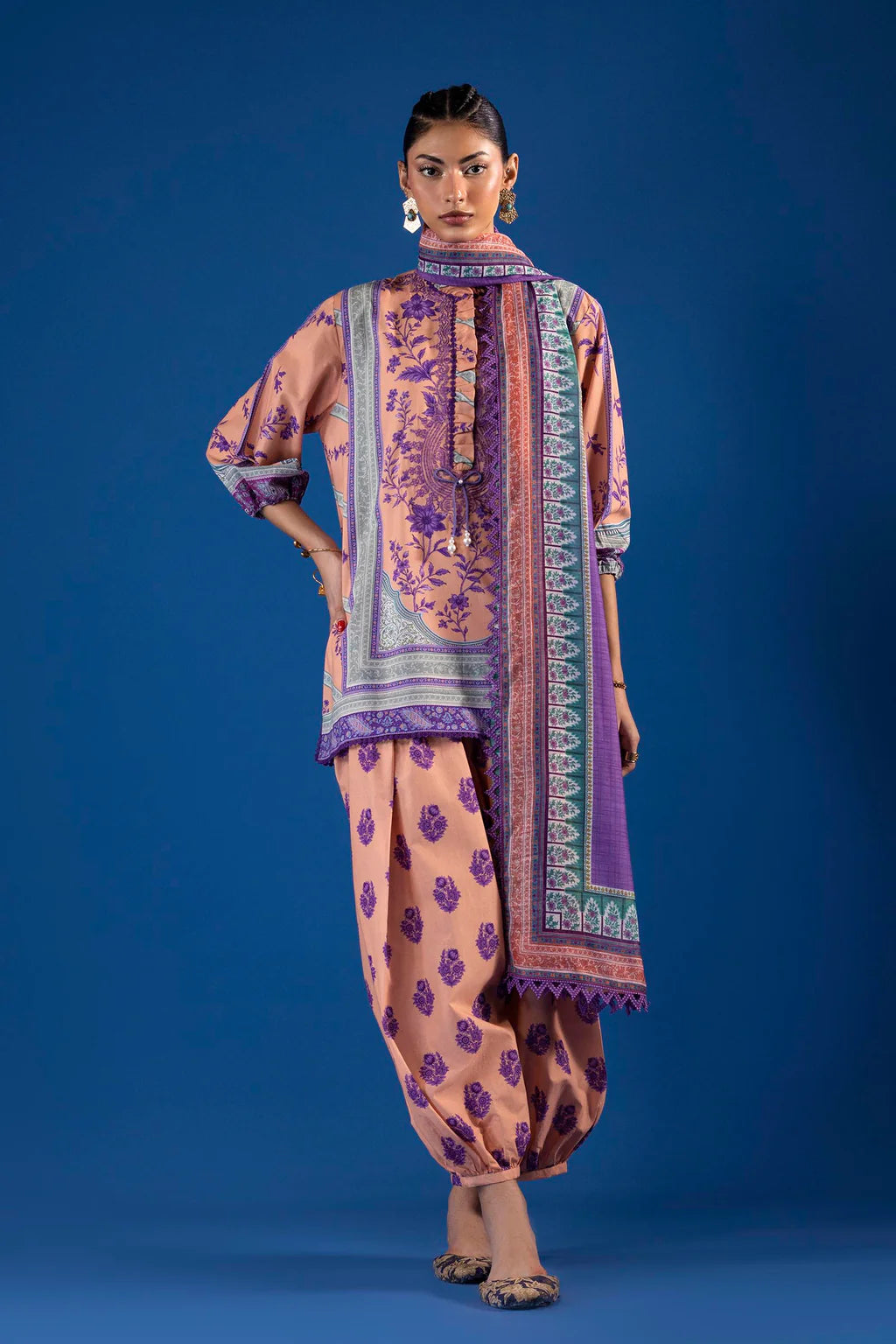 Unstitched Printed 3 Piece Lawn Suit -8B