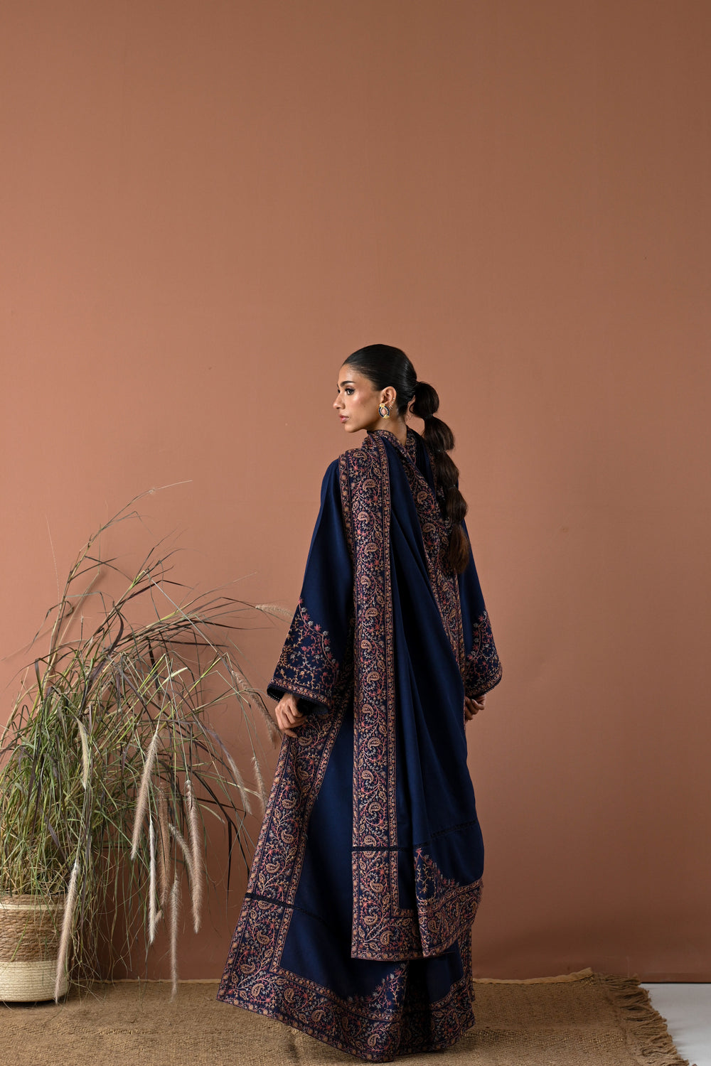 Luxury Karandi Vol II - DEEP NAVY LUXURY EMBROIDERED KARANDI SET (NEL-24635)