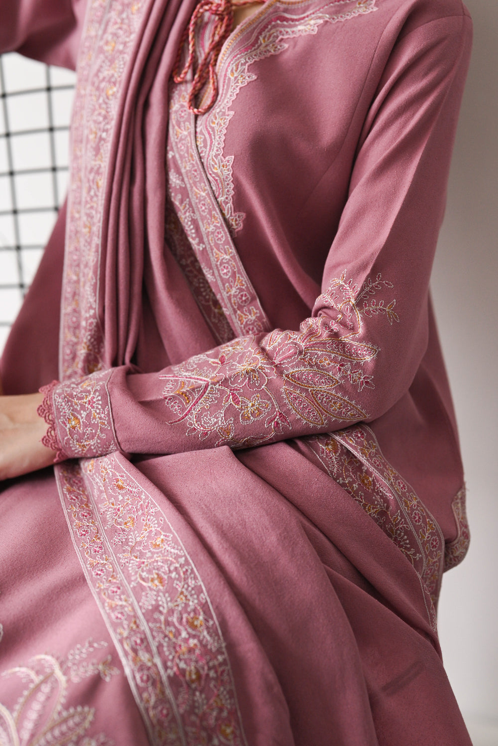 Luxury Karandi Vol II - PASTEL PINK LUXURY EMBROIDERED KARANDI SET (NEL-24636)