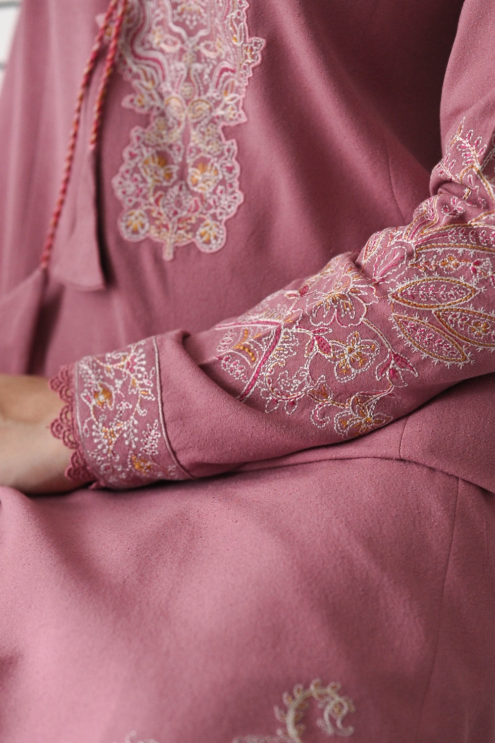 Luxury Karandi Vol II - PASTEL PINK LUXURY EMBROIDERED KARANDI SET (NEL-24636)