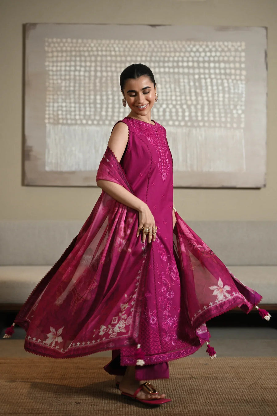 SONA 2: FUCHSIA LUXURY LAWN EMBROIDERED SET (NEL-25609) (RTS) photo 1