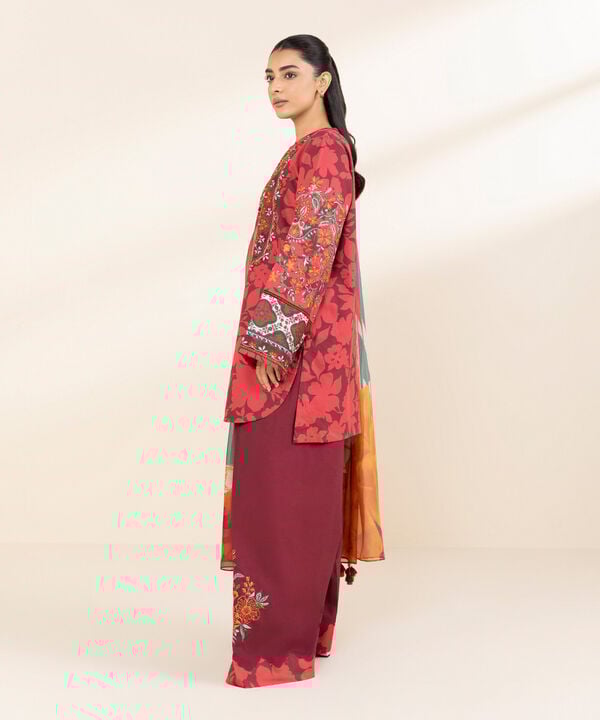 Unstitched Lawn '25 - 3 Piece - Embroidered Cotton Satin Suit - U3PESG25V119