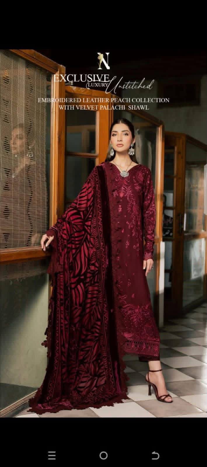 Unstitched Winter Suit - Red