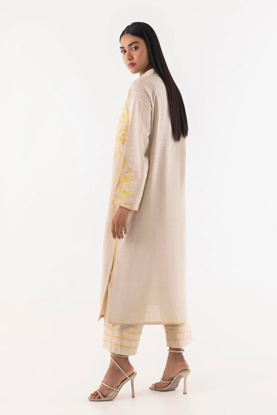 Stitched Beige Slub Embroidered Shirt - RTS photo 3