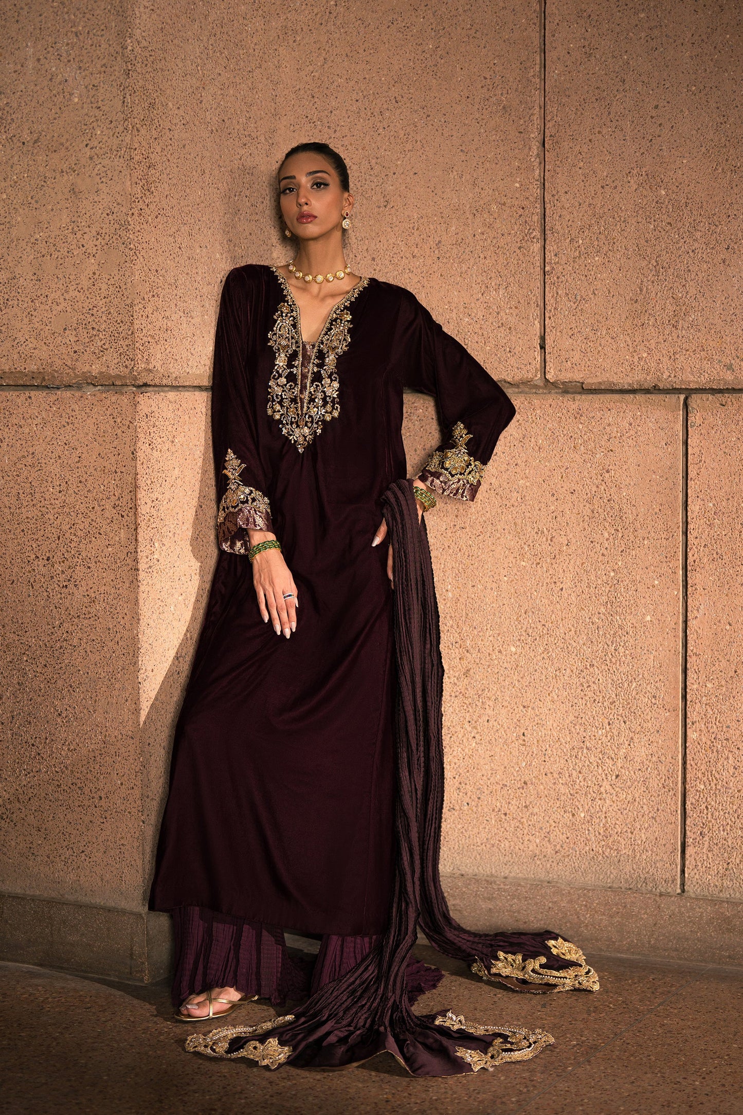 Majestic Plum Velvet Ensemble (D-05)