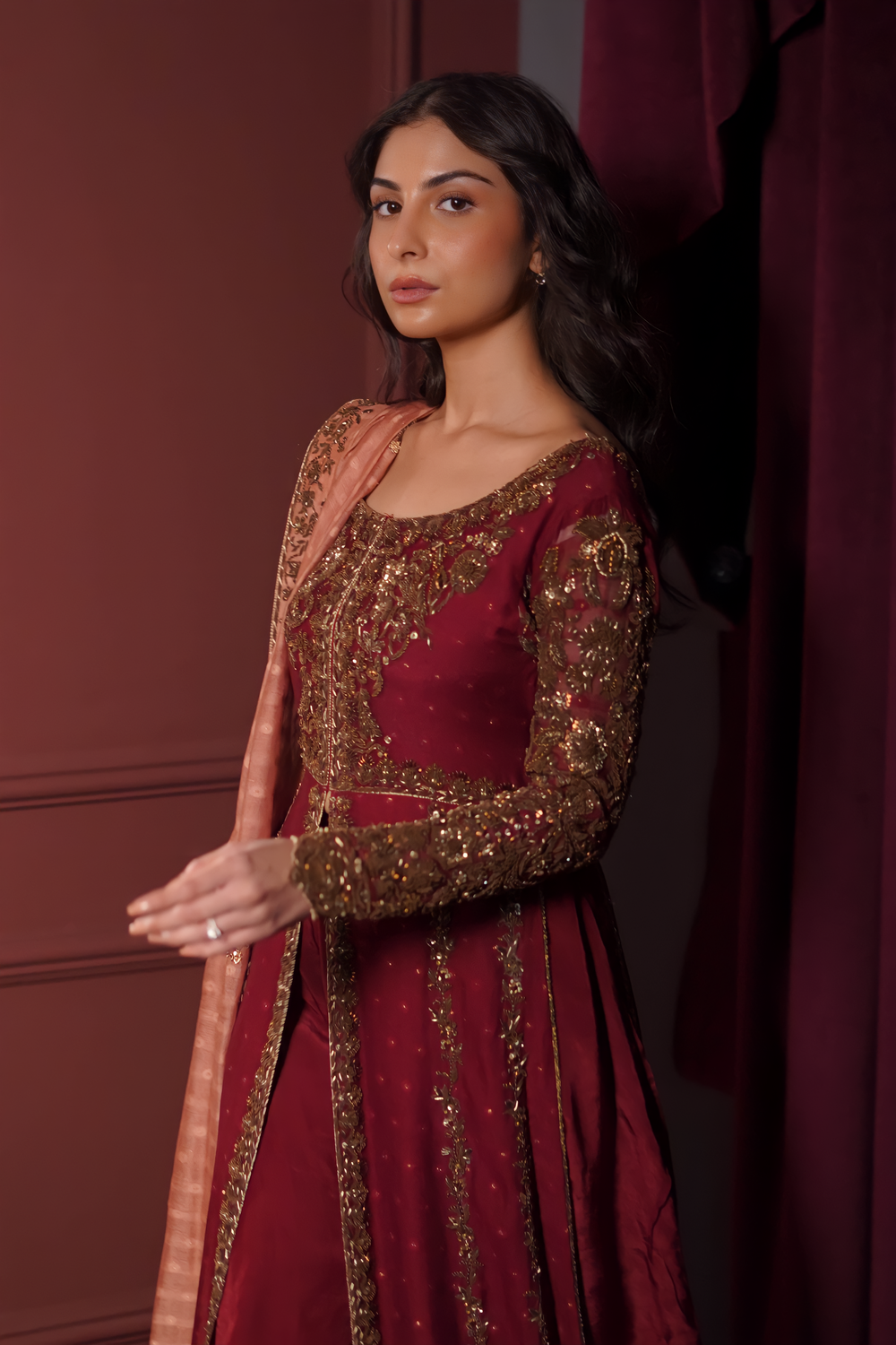 Luxury Edit '25 - ROSE RED KALIDAAR WEDDING FORMAL (NPA3-24454)