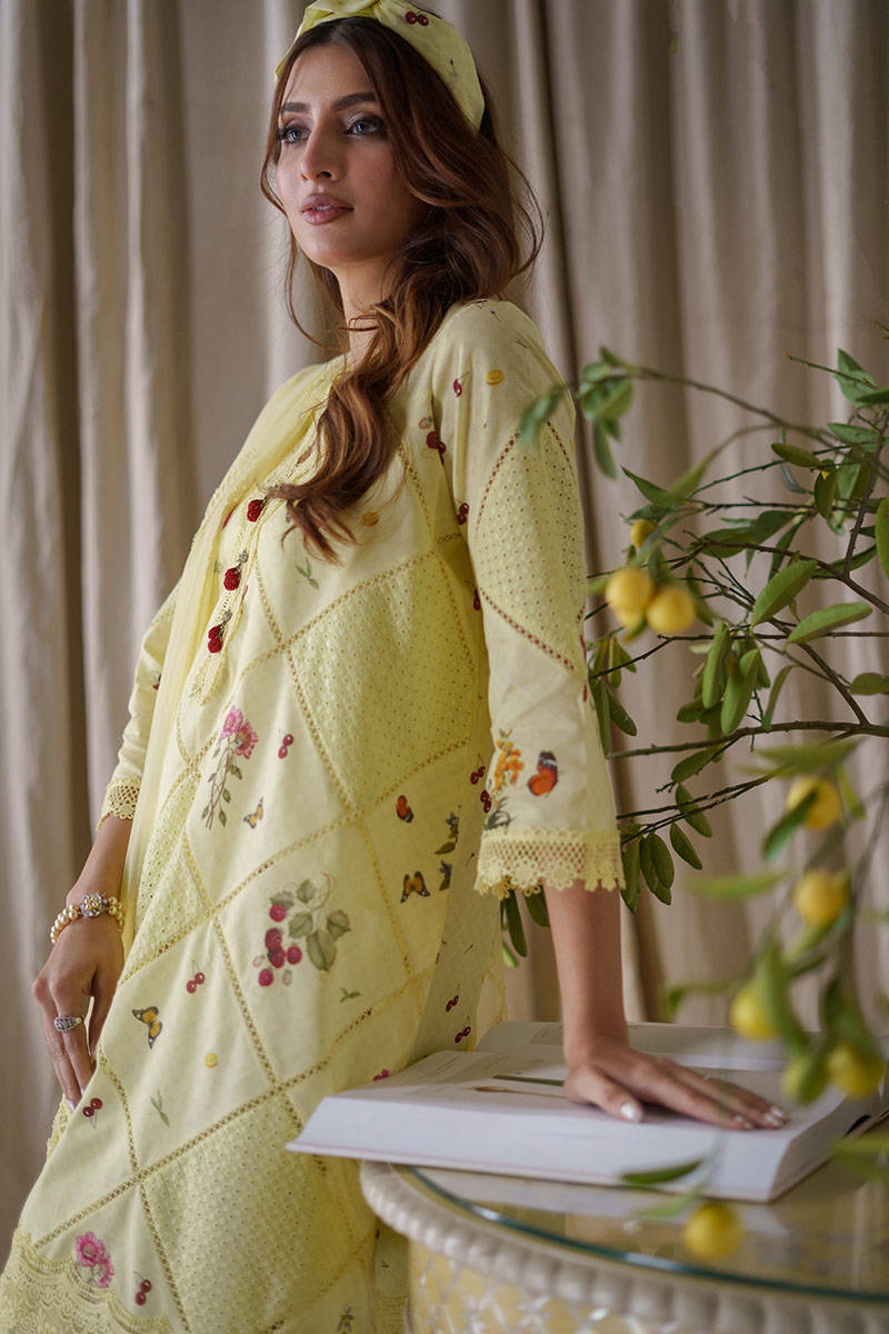 Spring Edit '24 - Lemon Cherry Shirt With Shalwar (RTS)