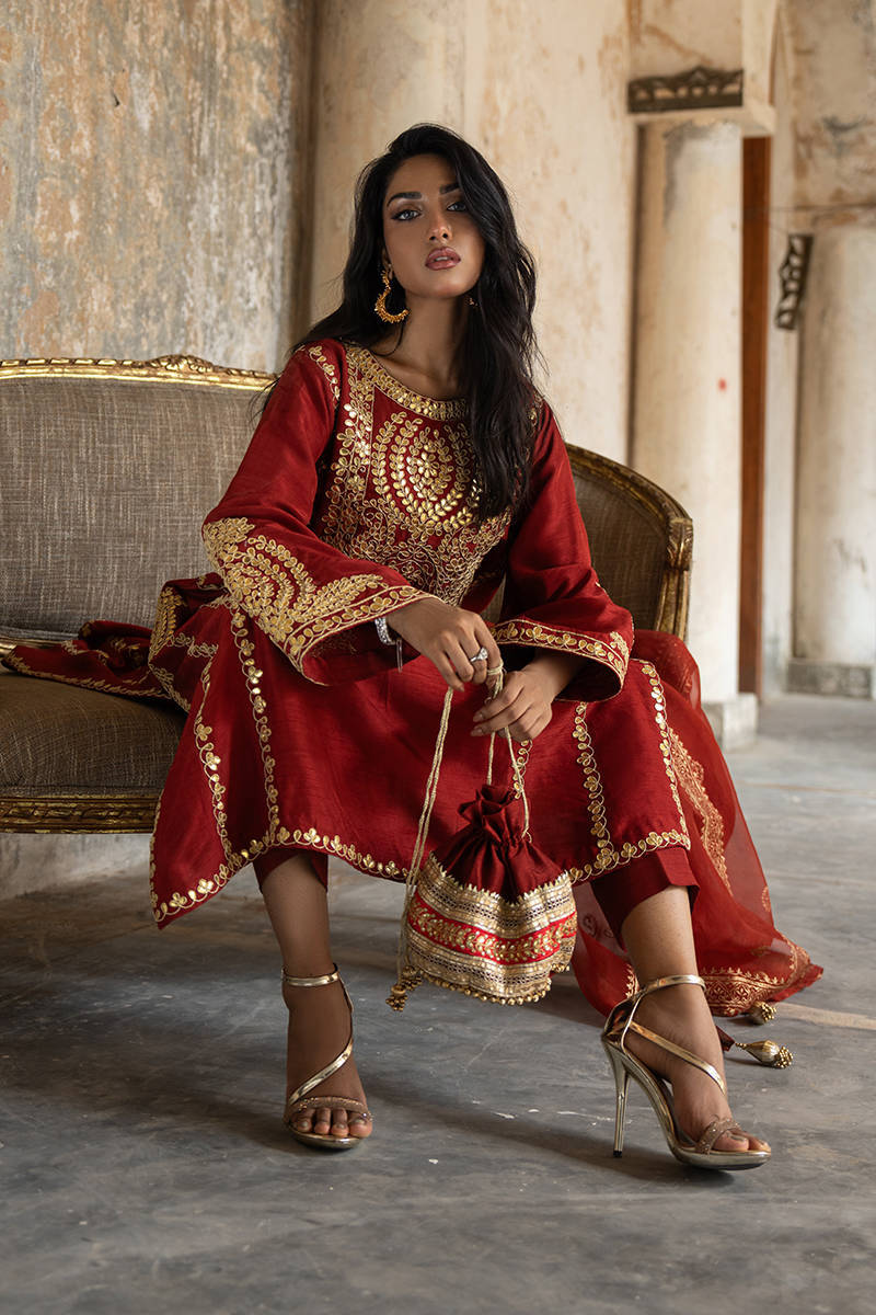 Afsanvi Festive Edit'24 - Rust Gotta With Pant And Dupatta