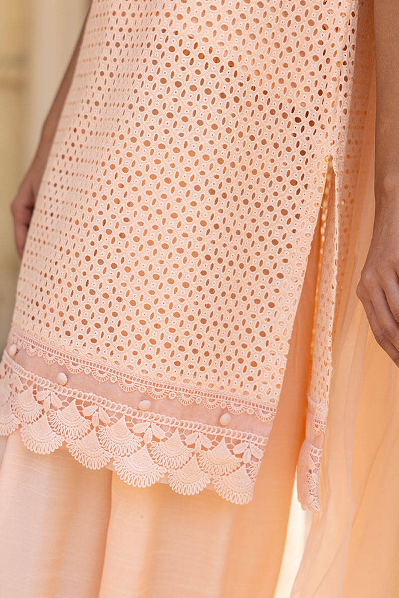 Sunlit Floral Eid Edit'25 - Peach Bloom With Shalwar