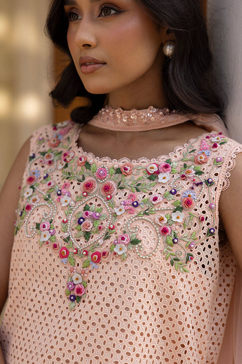 Sunlit Floral Eid Edit'25 - Peach Bloom With Shalwar