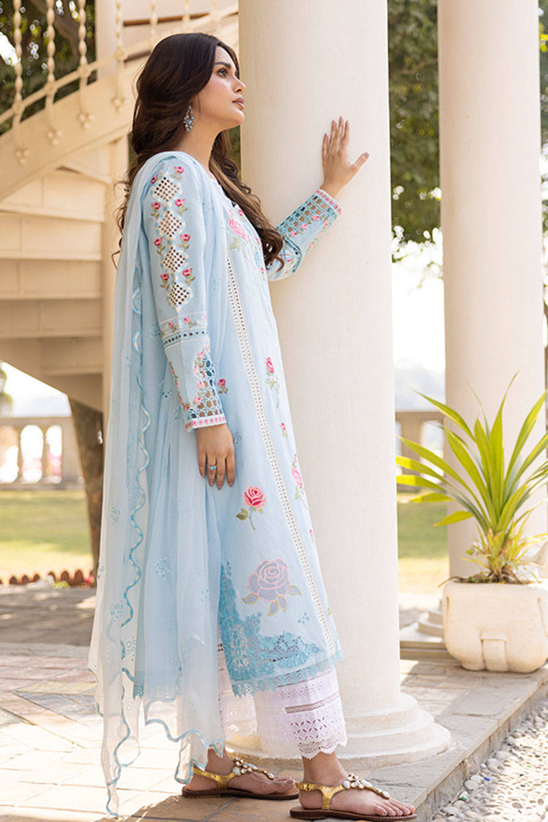 Sunlit Floral Eid Edit'25 - Blue Rose With Dupatta