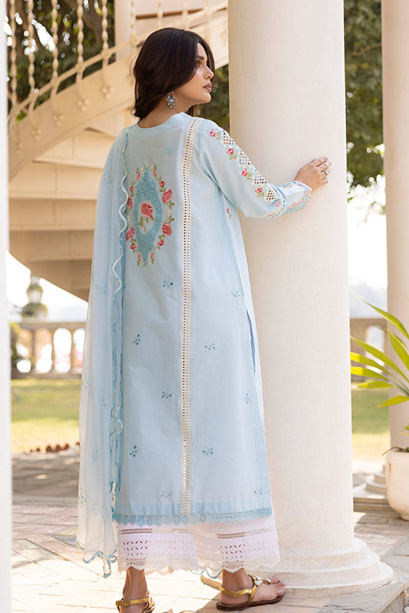 Sunlit Floral Eid Edit'25 - Blue Rose With Dupatta