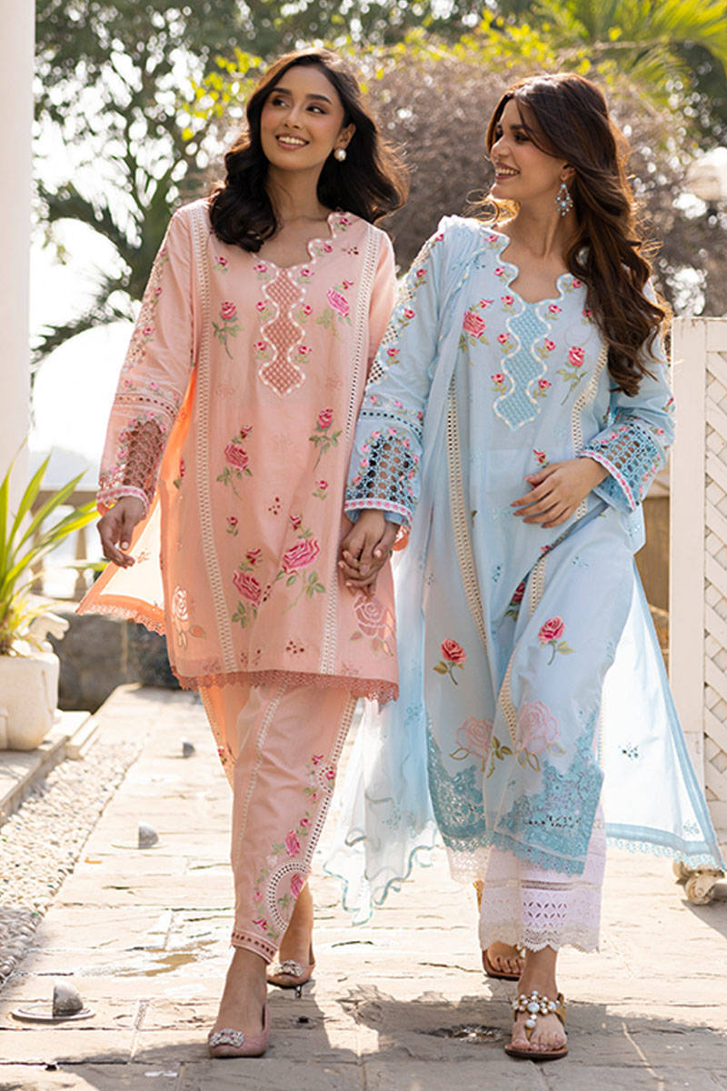 Sunlit Floral Eid Edit'25 - Blue Rose With Dupatta