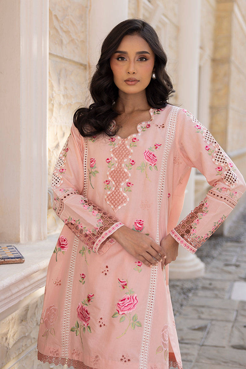 Sunlit Floral Eid Edit'25 - Pink Rose With Shalwar (RTS)