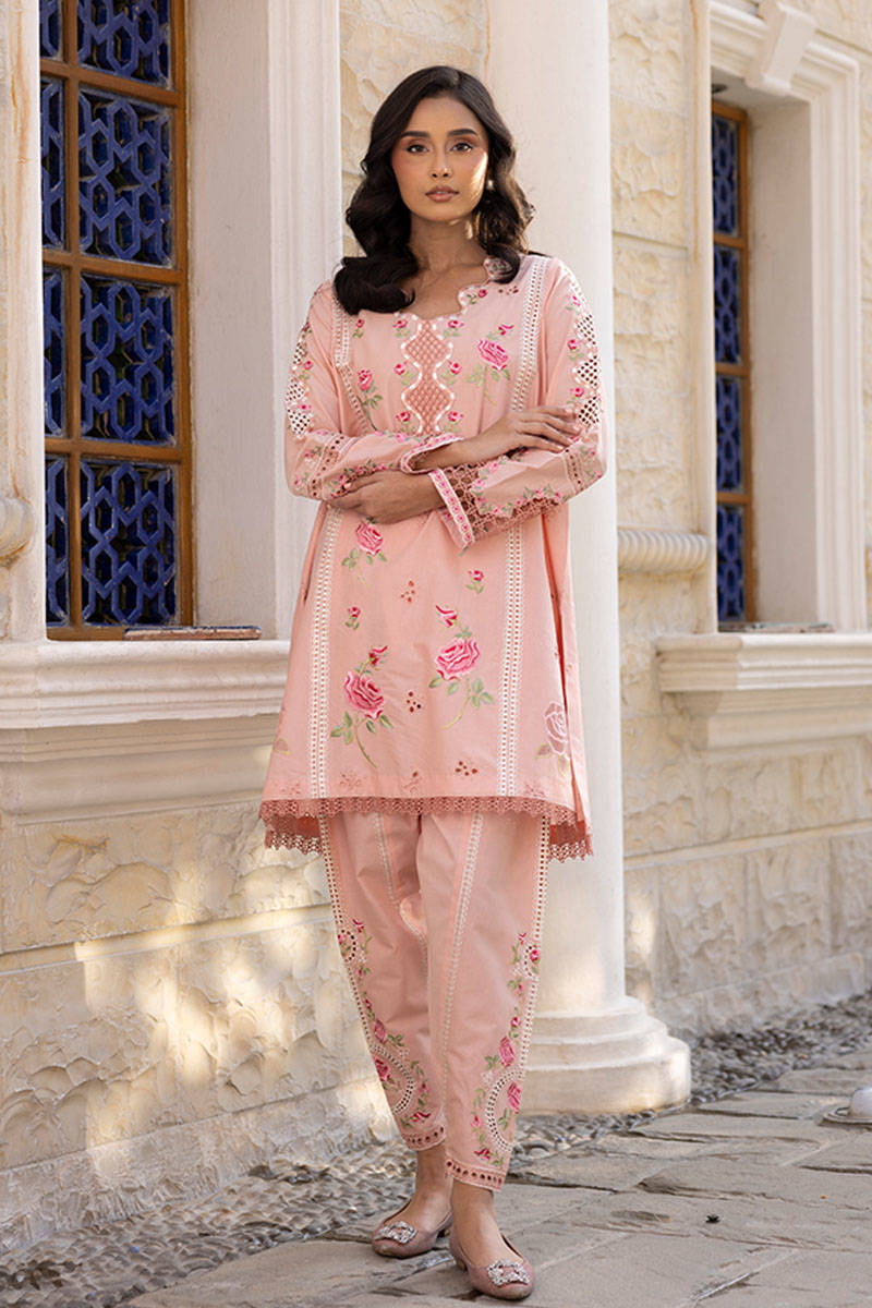 Sunlit Floral Eid Edit'25 - Pink Rose With Shalwar (RTS)