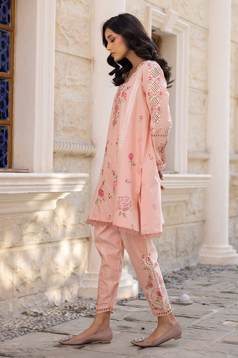 Sunlit Floral Eid Edit'25 - Pink Rose With Shalwar (RTS)