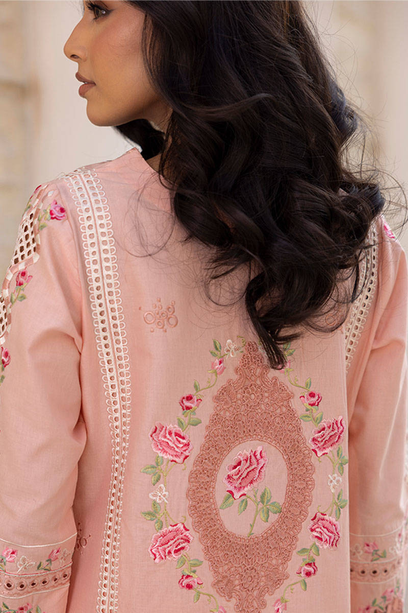 Sunlit Floral Eid Edit'25 - Pink Rose With Shalwar (RTS)