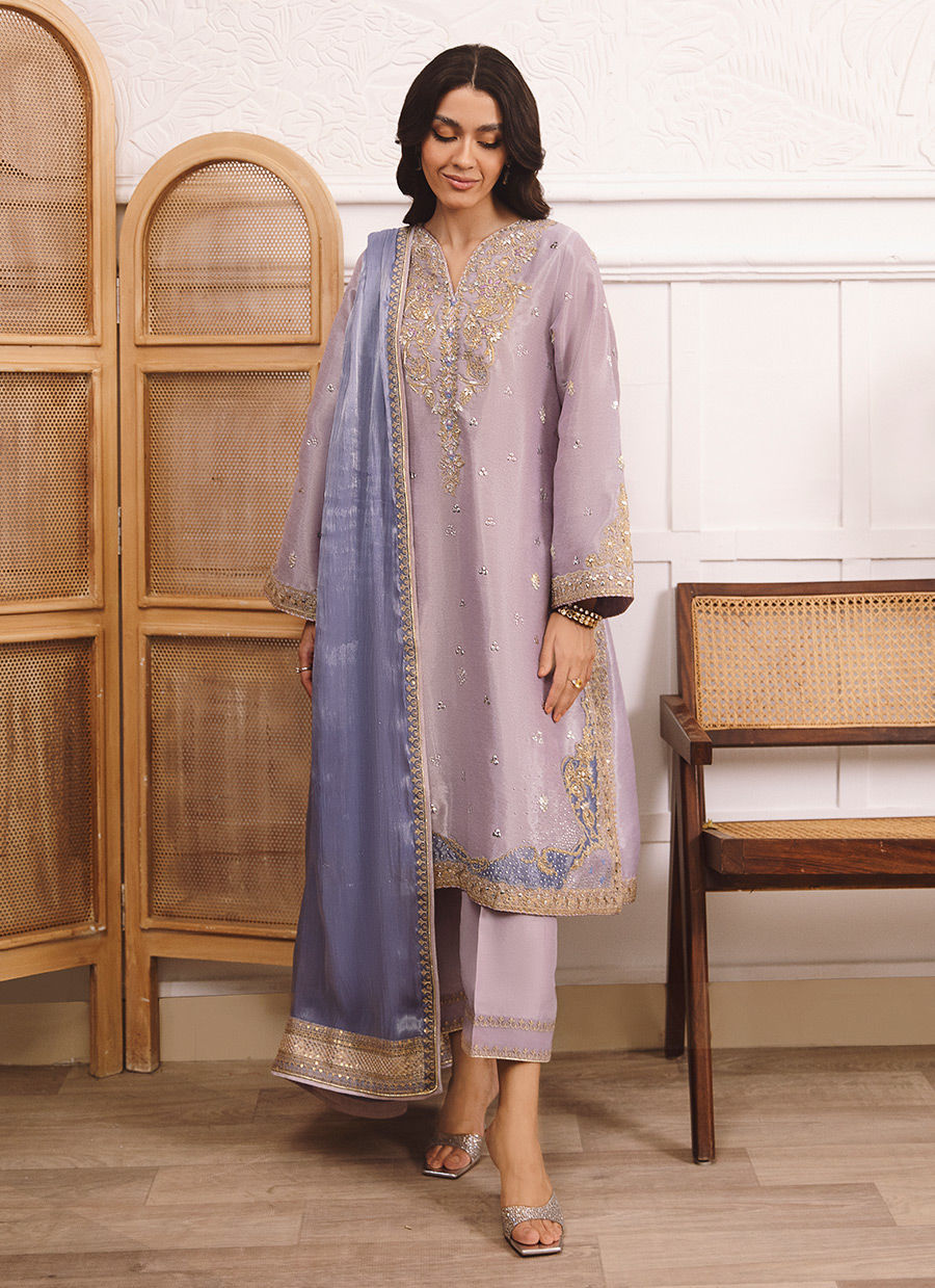 Mayna Festive Luxe Pret 23 - Elif Lavender Shirt, Dupatta & Pants (RTS)