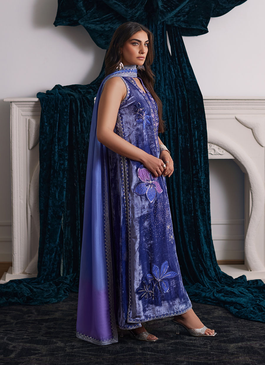 Velvets The Afterparty'24 - Isabel Periwinkle Shirt And Dupatta