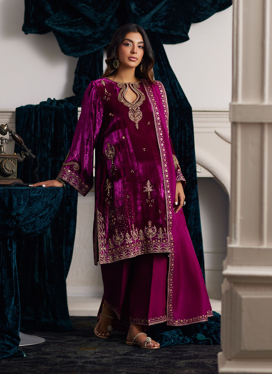 Velvets The Afterparty'24 - Emili Velvet Shirt, Dupatta & Pants (RTS)