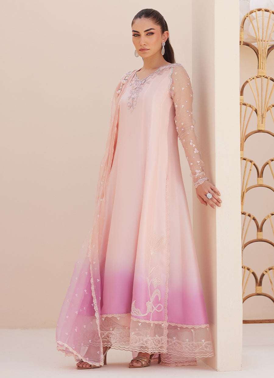 Zaza '25 - Deedee Pink Ombre Paneled Shirt and Dupatta