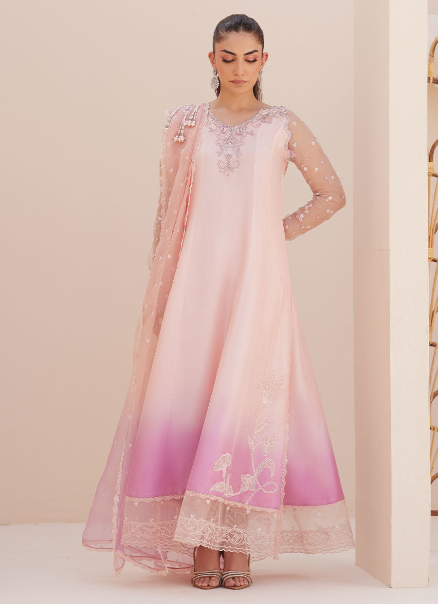 Zaza '25 - Deedee Pink Ombre Paneled Shirt and Dupatta