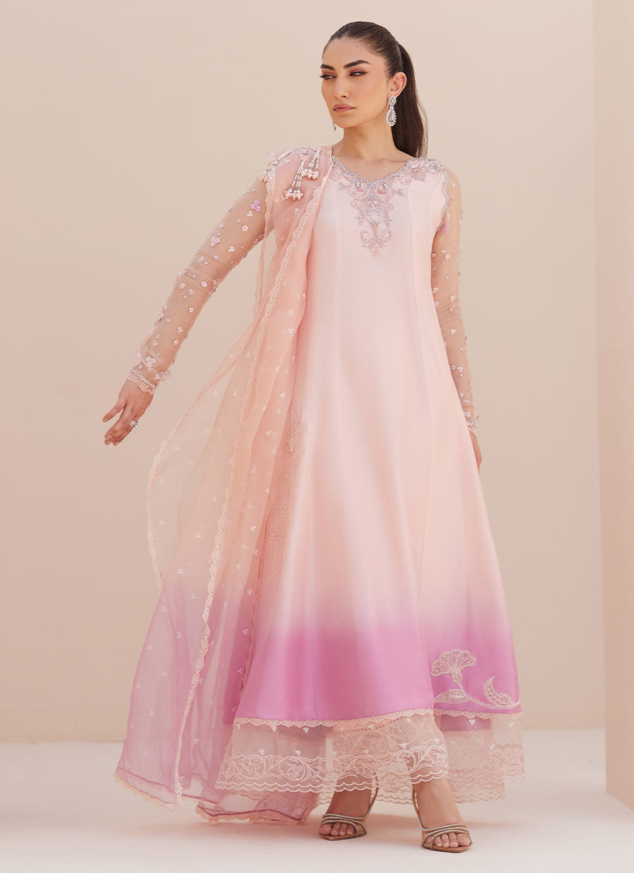 Zaza '25 - Deedee Pink Ombre Paneled Shirt and Dupatta