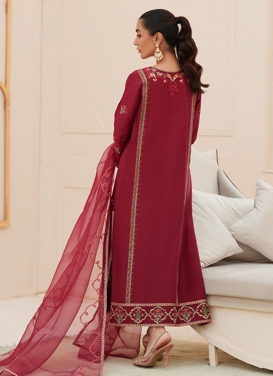 Zaza '25 - Marsala Silk Shirt and Dupatta