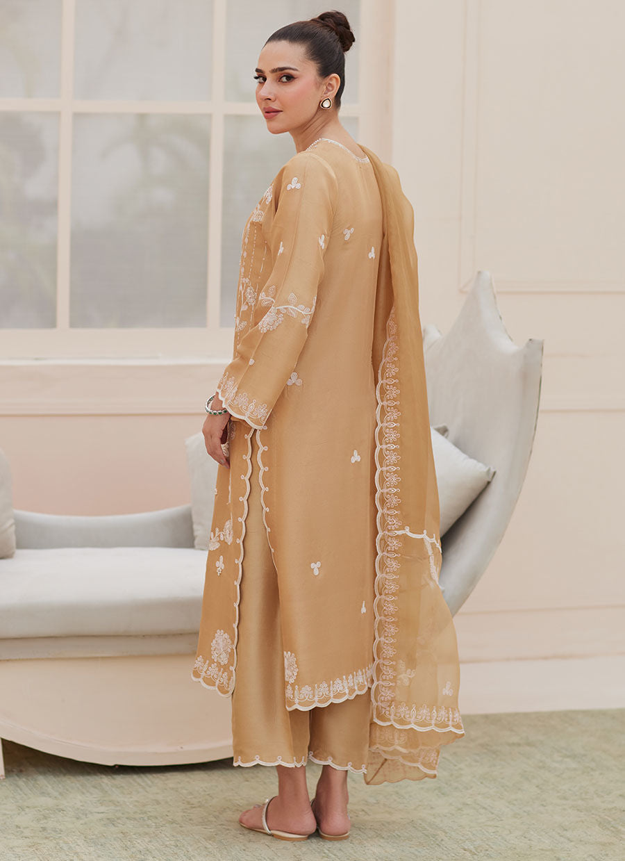 Zaza '25 - Bea Taupe Silk Shirt and Dupatta