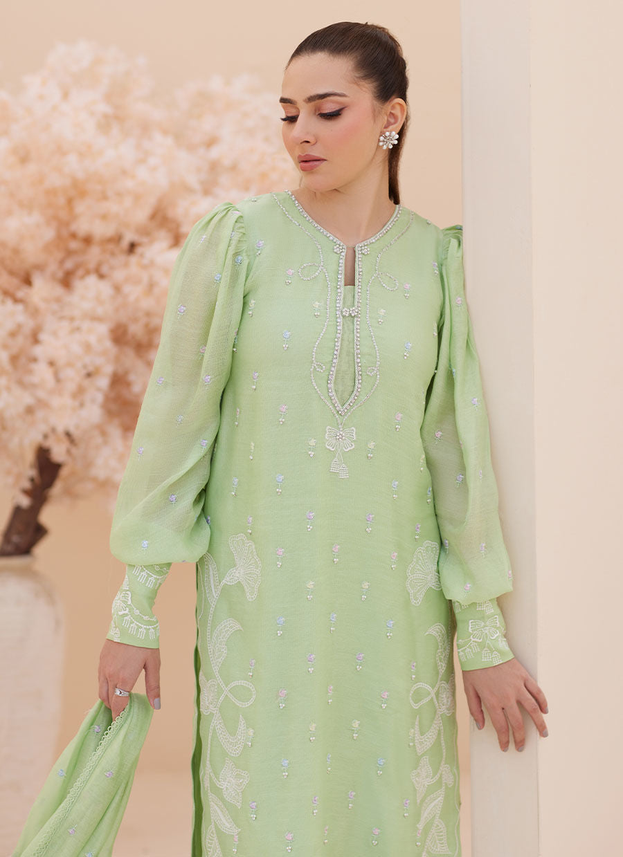 Zaza '25 - Serena Apple Green Embroidered Shirt and Dupatta