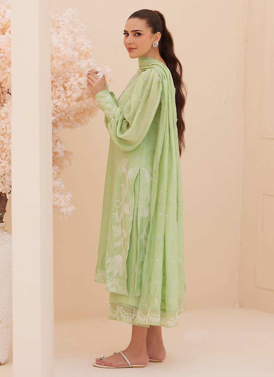 Zaza '25 - Serena Apple Green Embroidered Shirt and Dupatta