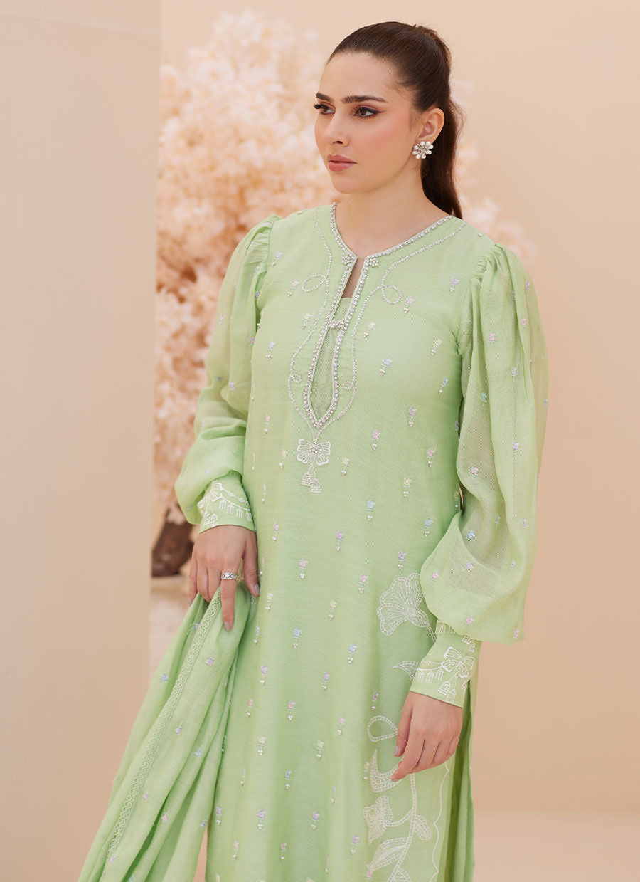 Zaza '25 - Serena Apple Green Embroidered Shirt and Dupatta