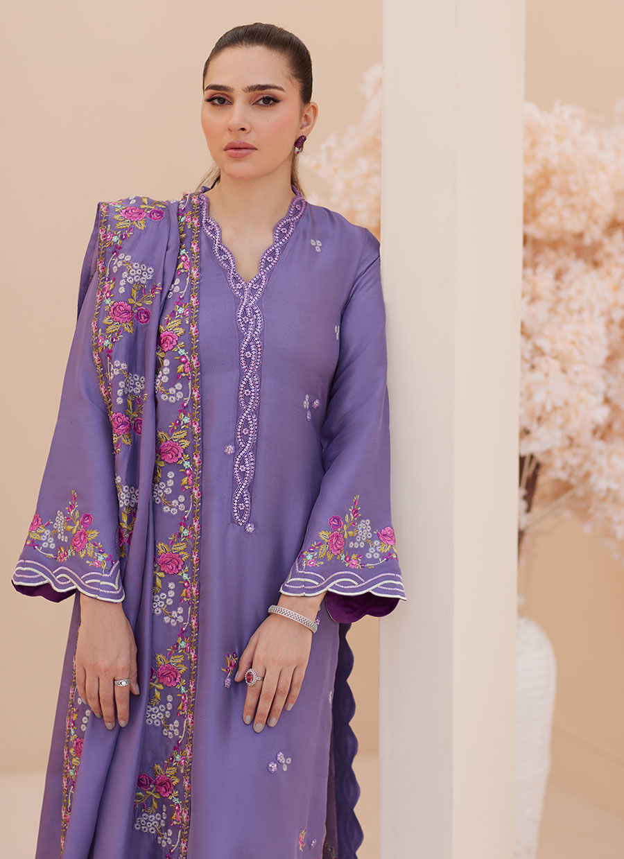 Zaza '25 - Goldie Grape Silk Shirt and Dupatta