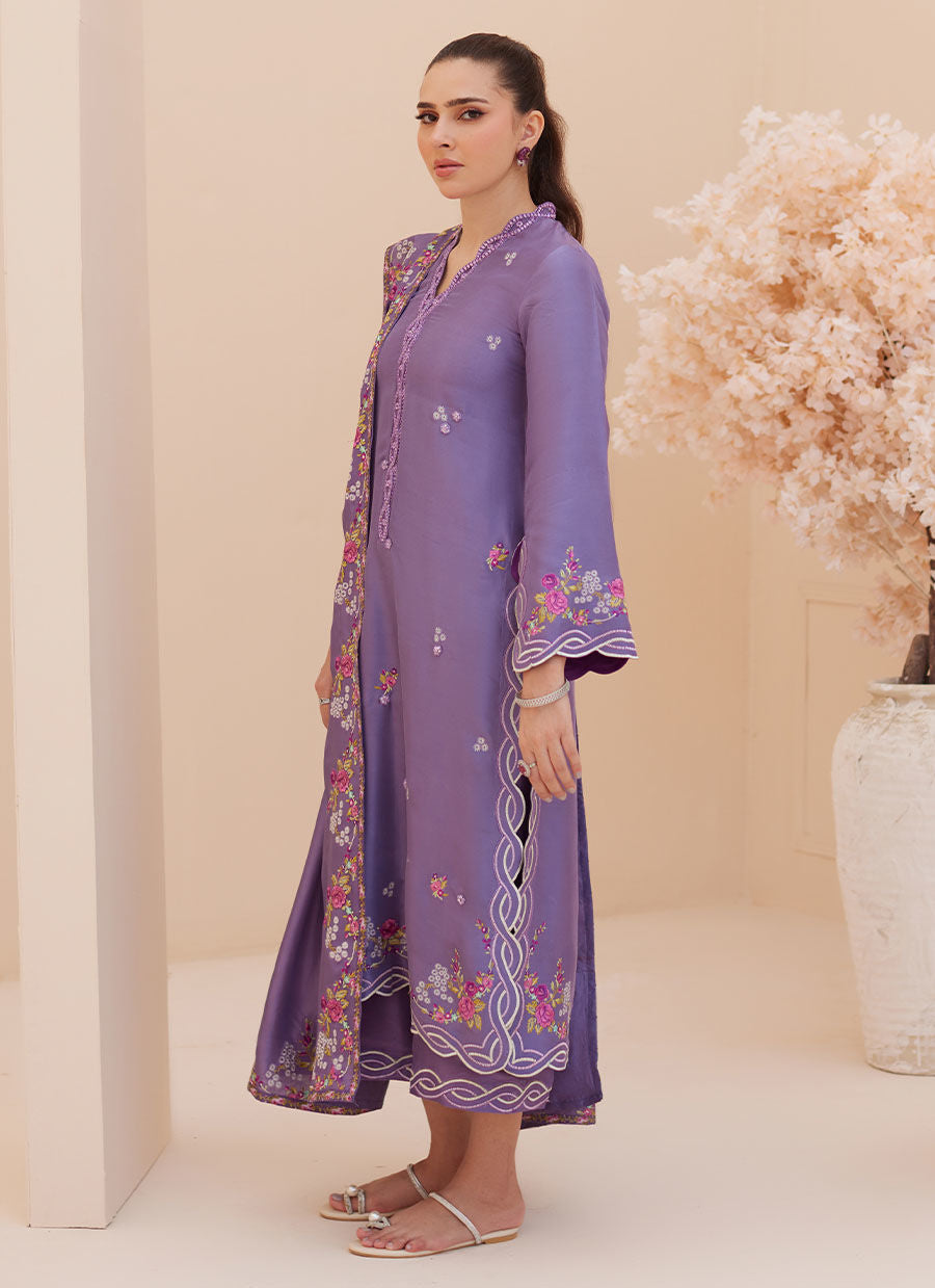 Zaza '25 - Goldie Grape Silk Shirt and Dupatta