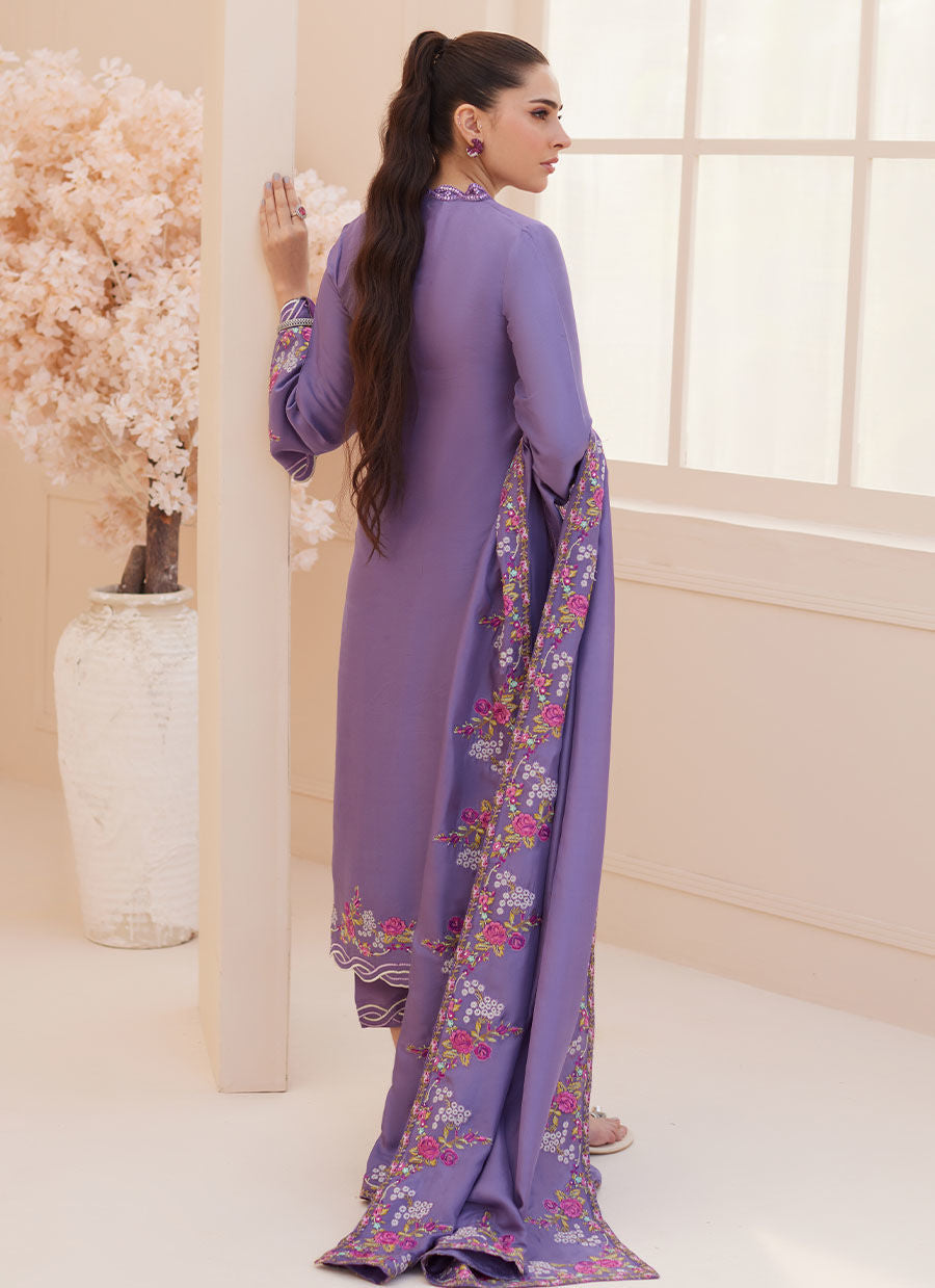 Zaza '25 - Goldie Grape Silk Shirt and Dupatta