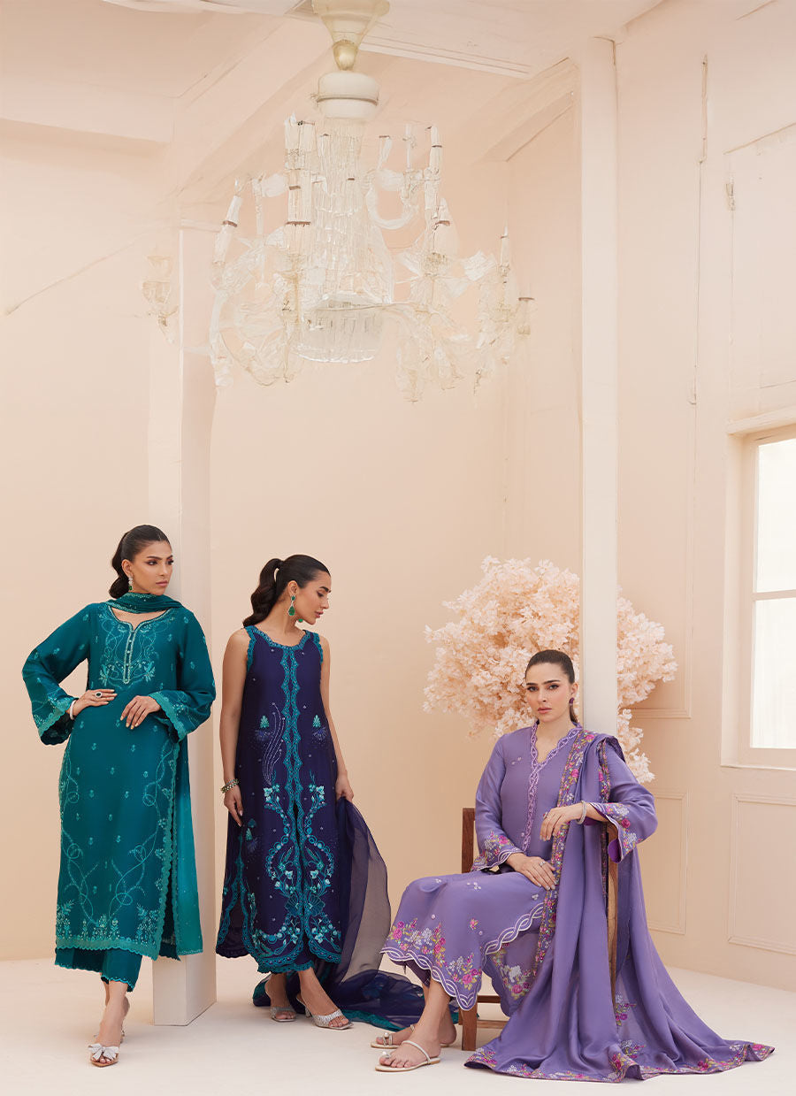 Zaza '25 - Goldie Grape Silk Shirt and Dupatta