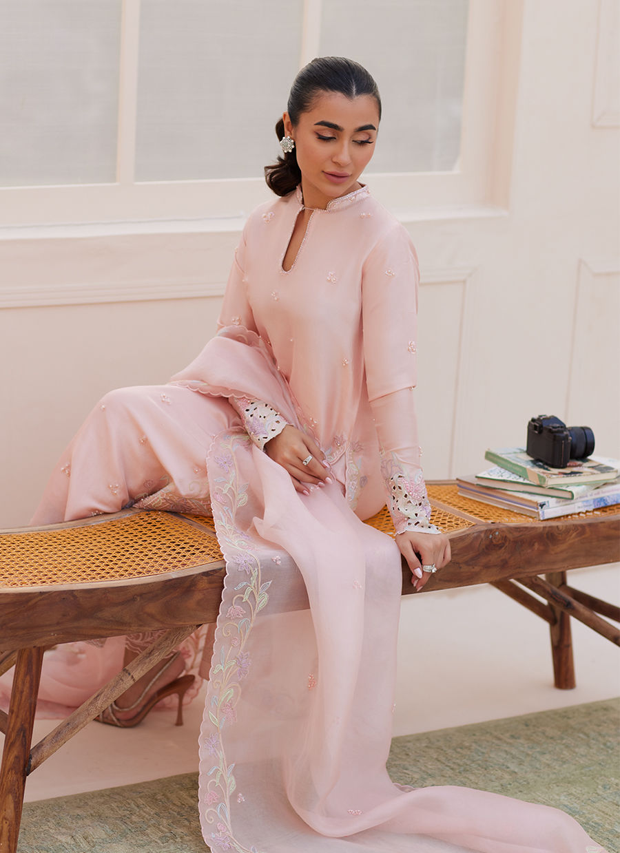 Zaza '25 - Aurora Pastel Pink Shirt and Dupatta