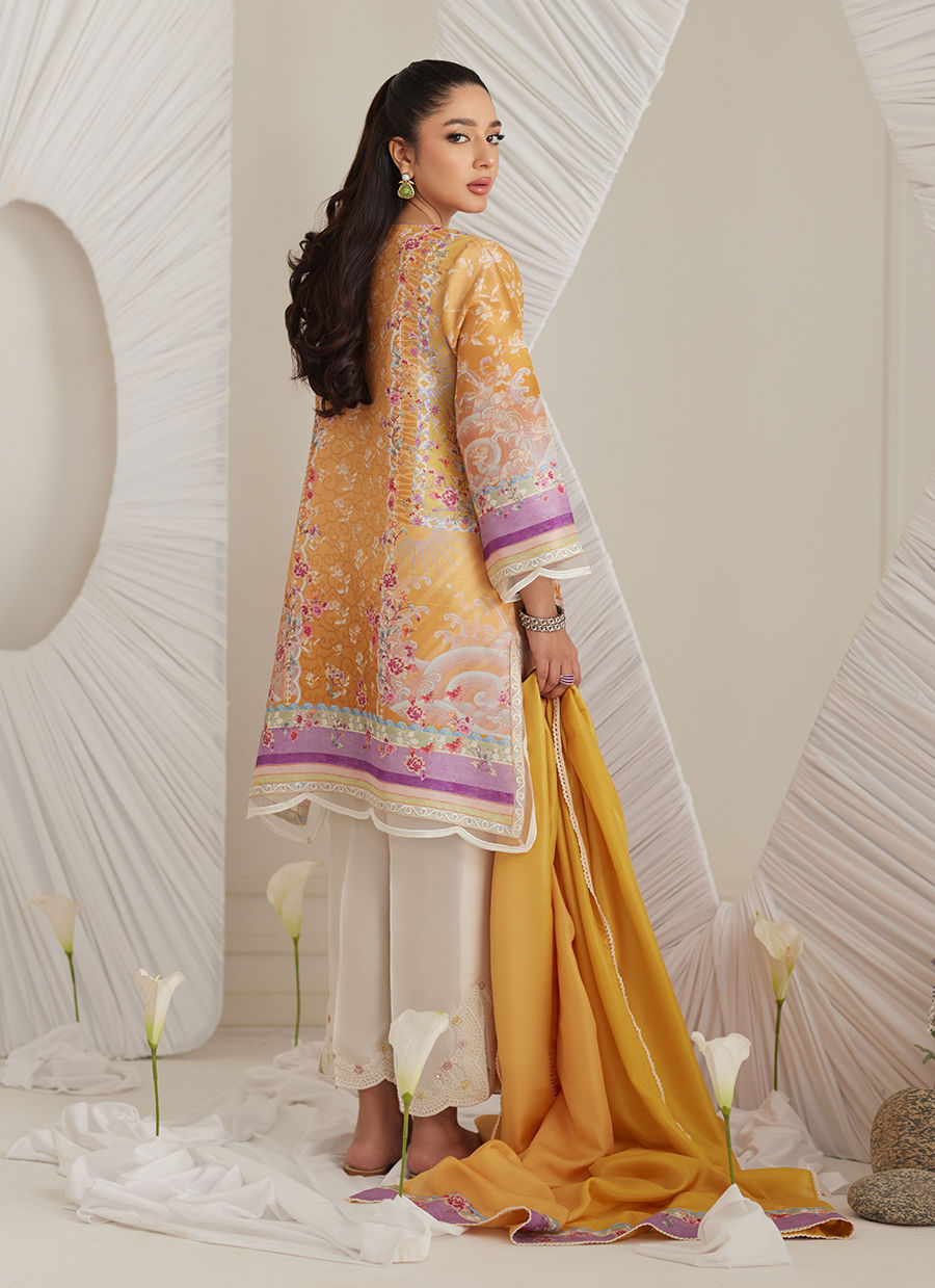 Lea Eid'25-Anima Mustard Shirt and Dupatta (RTS)