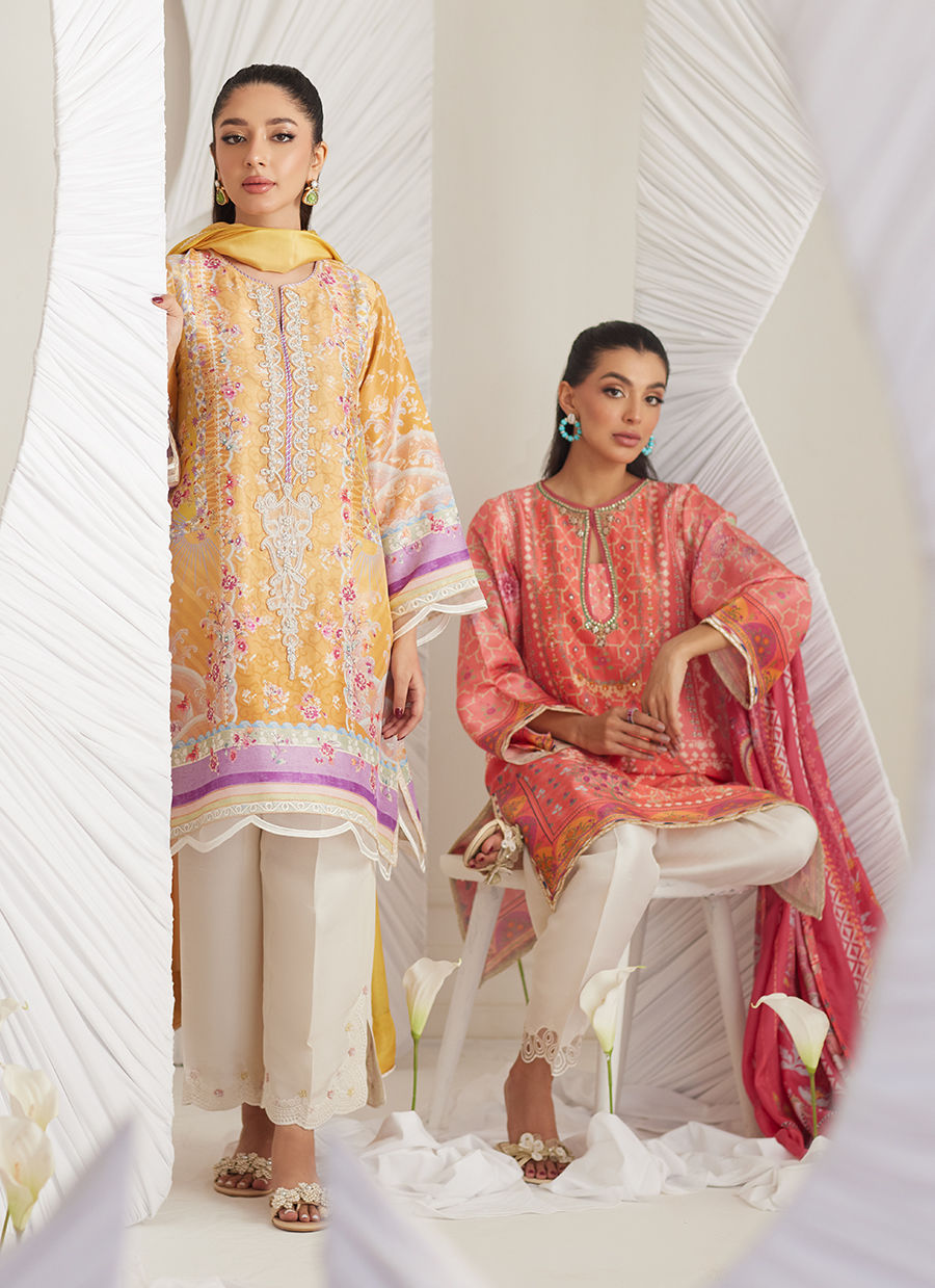 Lea Eid'25-Anima Mustard Shirt and Dupatta (RTS)
